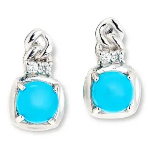 Colleen Lopez Sleeping Beauty Turquoise and White Sapphire Earrings