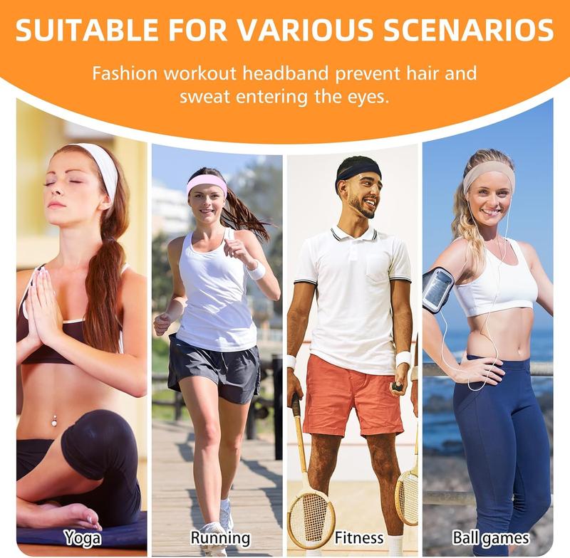 8PCS Non-Slip Sports Headbands | Sweat-Absorbing Elastic Bands for Running & Workouts VANRUID