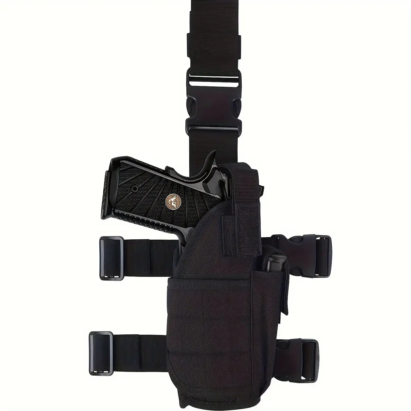 Tactical Drop Leg Gun Holster for Hunters - Adjustable Nylon Thigh Rig with Magazine Pouch, Reliable Secure Hold Carry Solution for Outdoor Sports with Easy Access Safety Feature
