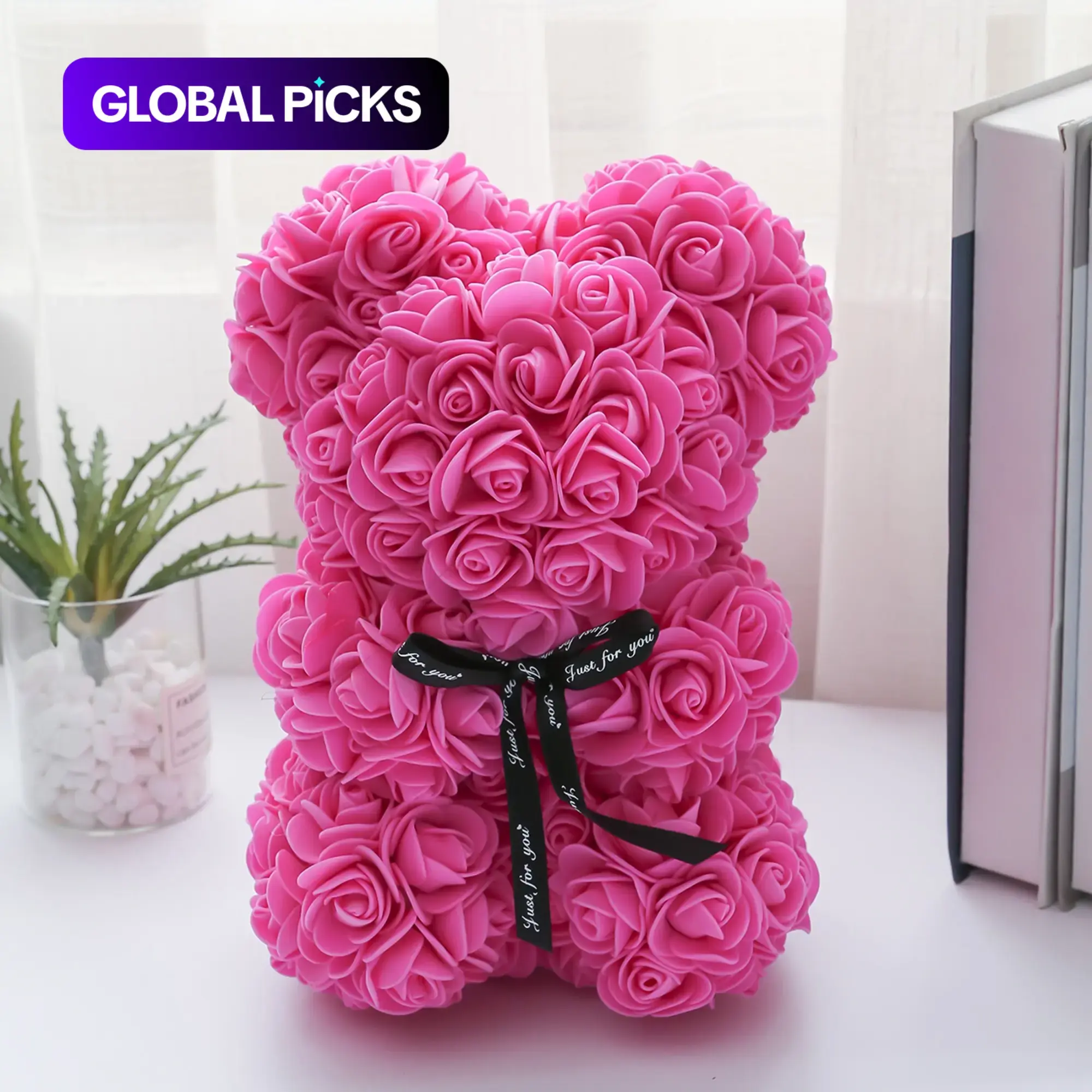 Bear Design Artificial Rose Bouquet, Lifelike Artificial Flower Decorations, Romantic Gift for Anniversary, Wedding Party Decoration