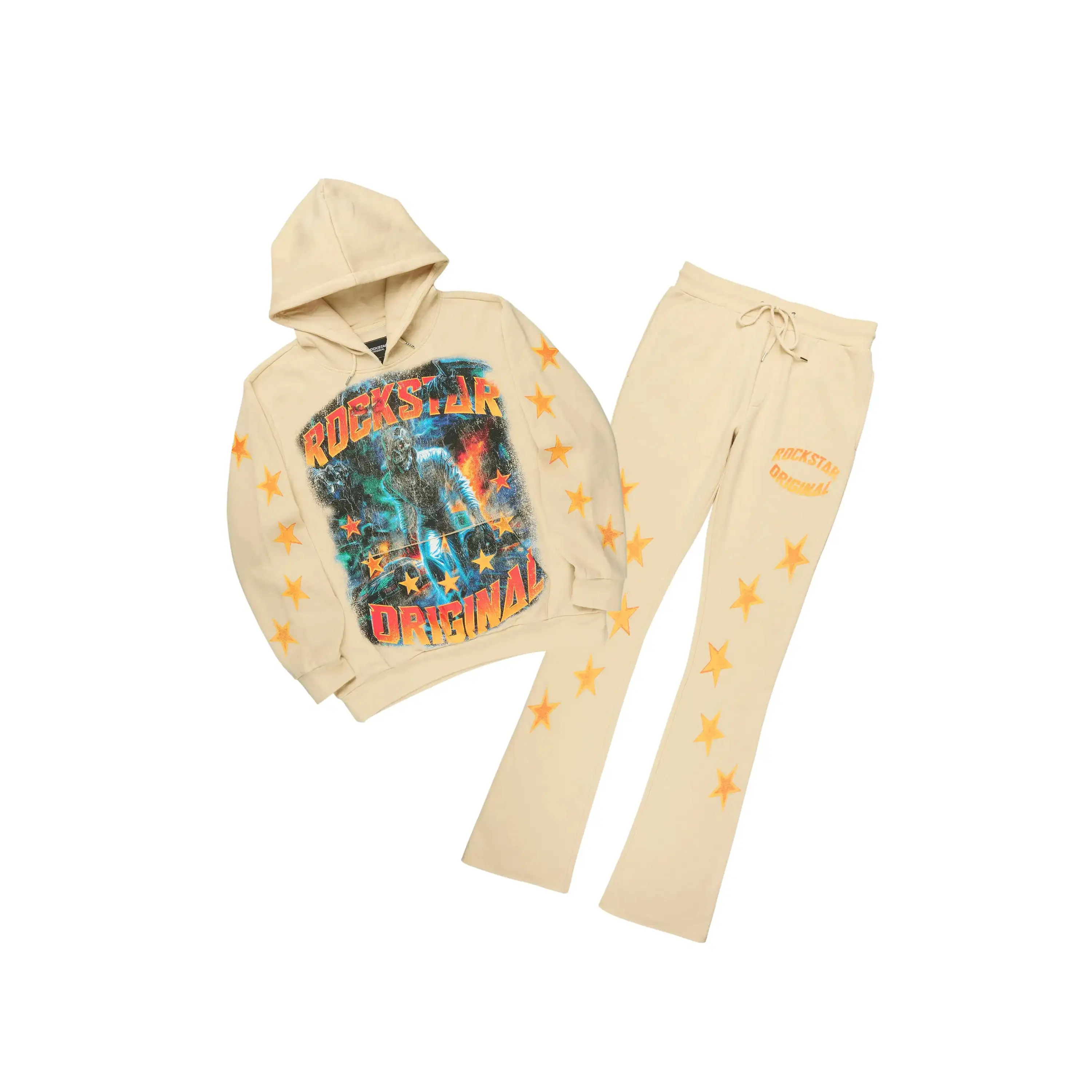 Torque Beige Hoodie/Stacked Pant Track Set