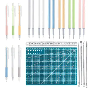 24 Pcs Art Cutting Tools Kit, 6 Carving Craft Paper Pen Cutting Tool with 12 Refills 4 Weeding Art Tool Double Sided Cutting Mat for DIY Project Art Hobby - Home Improvement.