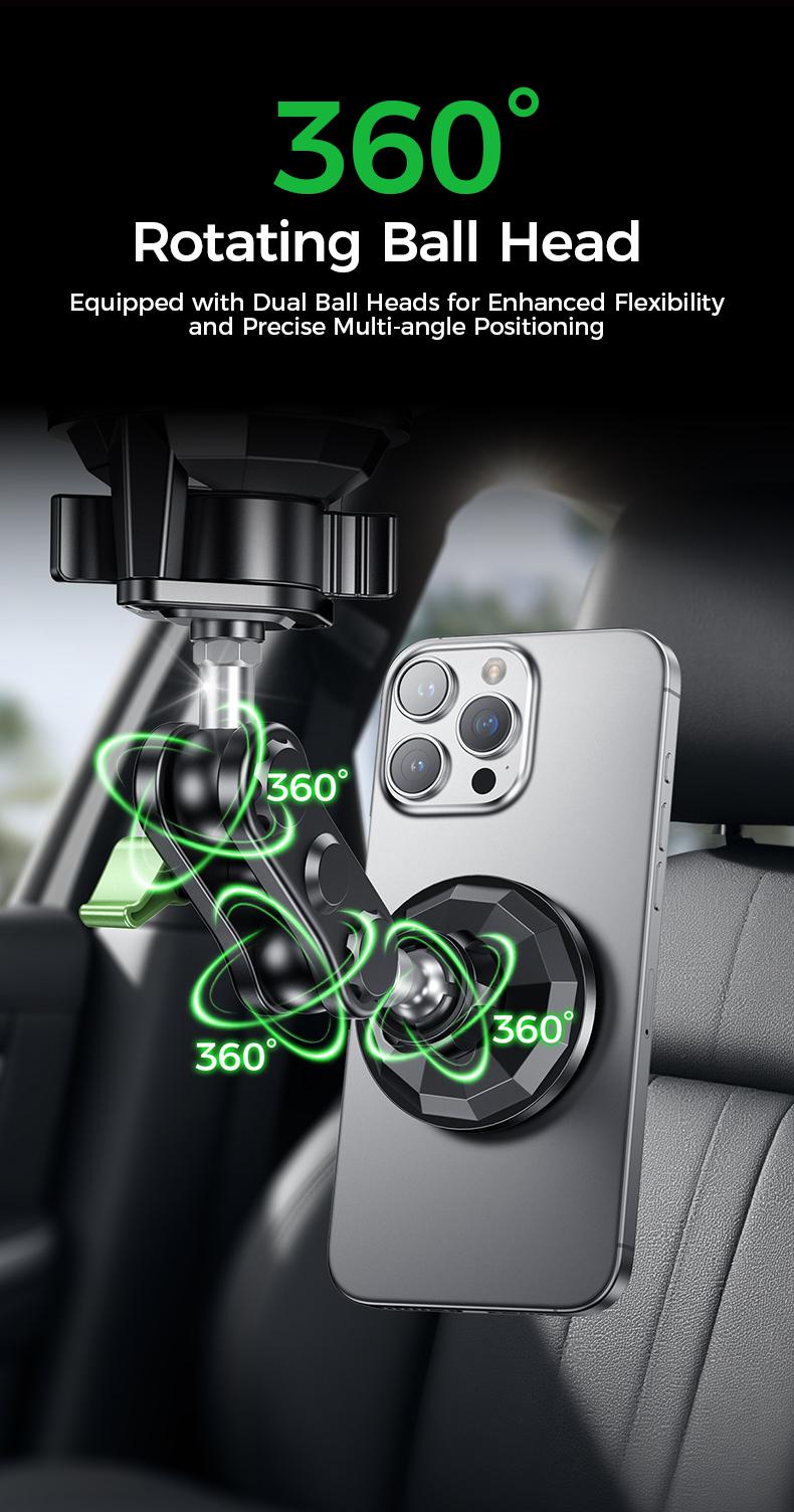 MAGIC JOHN Universal Car Phone Mount 360 Adjustable Strong Suction Easy Install