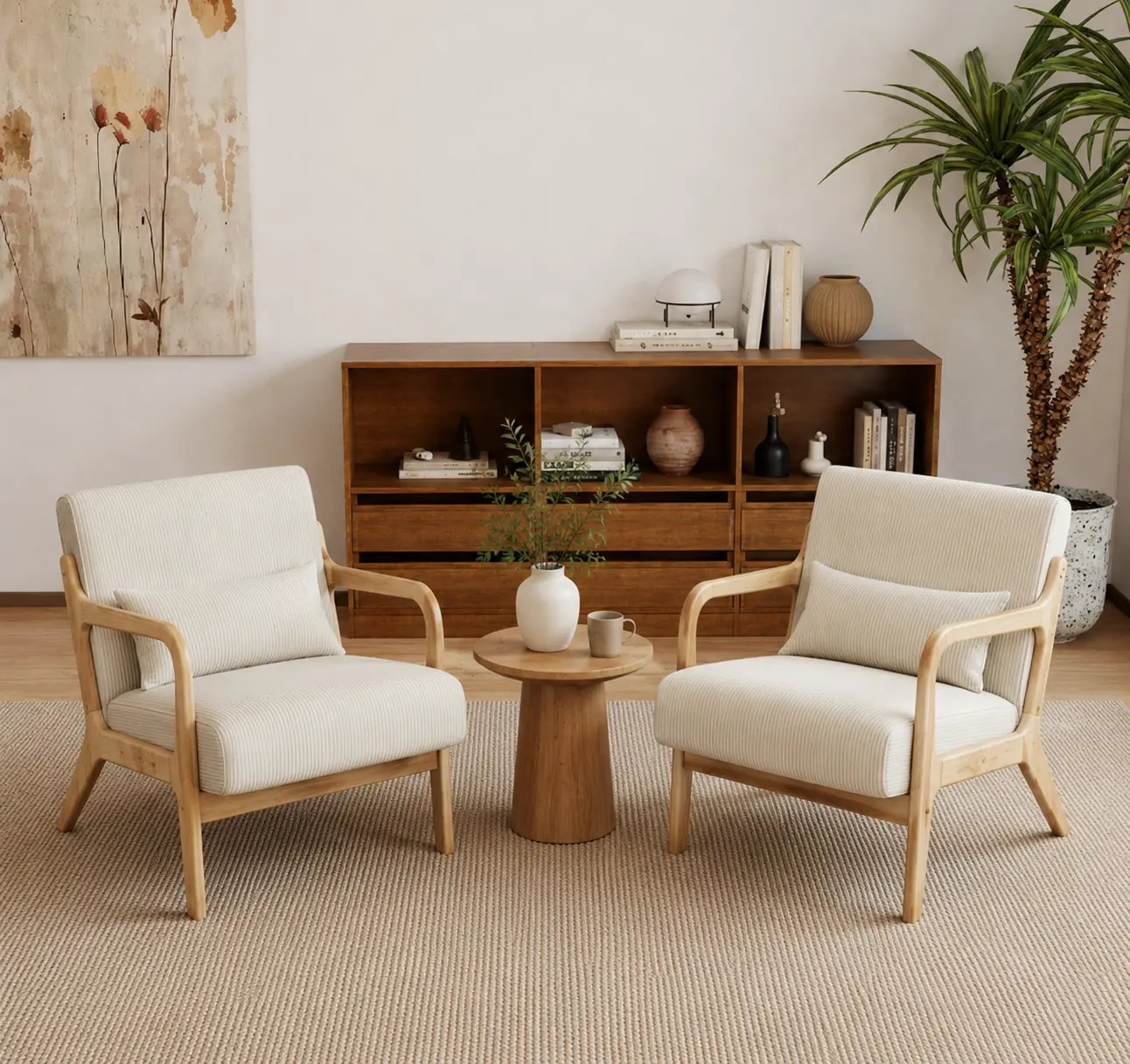 Costoffs Mid-Century Corduroy Upholstered Accent Chair - Midcentury Modern, Elegant Style Lounge Armchair with Solid Wood Legs, Plush Seating for Living Room, Reading Nook, Modern Wooden Armchairs, Elegant Style Armchairs,dorm essentials,home decor