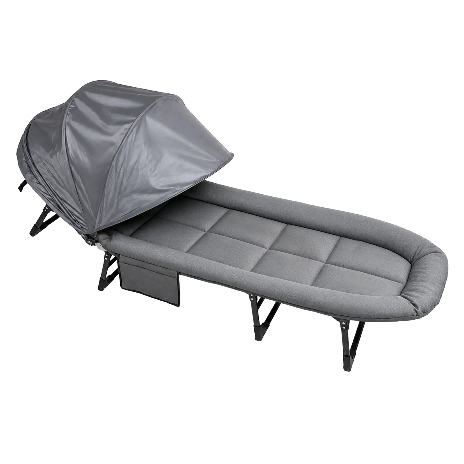Adult Foldable Chaise Lounge Chair - 6-Position Adjustable, Extra-Wide Padded Recliner with Sturdy Metal Frame, Built-In Pillow, Oxford Fabric, 78.74*23.62*11.81inch, 500lbs Max Capacity, Space-Saving, Portable for Office Naps, Camping, Patio Use