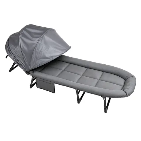 Adult Foldable Chaise Lounge Chair - 6-Position Adjustable, Extra-Wide Padded Recliner, 10-sec Unfold, Tool-Free Set, Sturdy Metal Frame, Built-In Pillow, Oxford Fabric, 78.74 in, Fits 500lbs Max, Space-Saving, Portable for Camping, Patio Use
