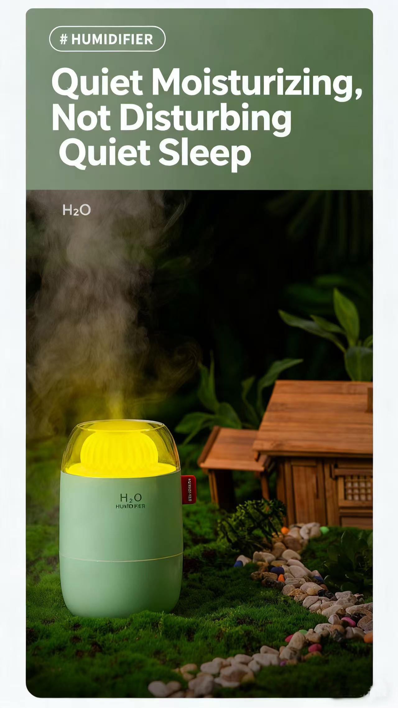 Cactus Mini Humidifier - Small USB Personal Humidifier for Bedside, Desk, Office, and Car | Quiet 360° Mist, Auto Shut-Off, Night Light, Perfect for Dry Air, Sleep, and Plants