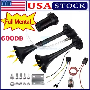 Super Loud Train Electric Air Horn 600DB Dual Trumpets Car Truck Boat Speaker US