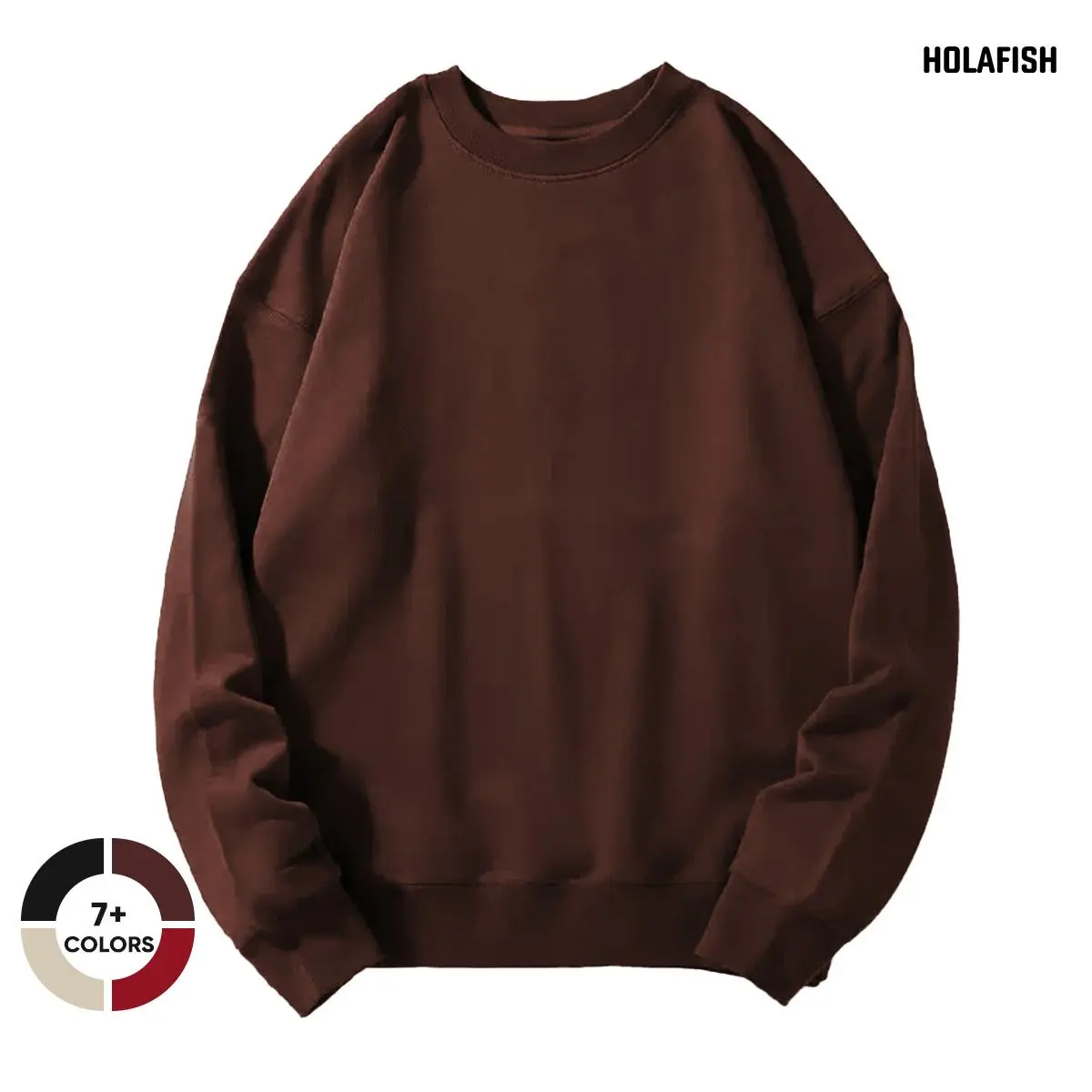 Holafish Women's Soft Fleece-Lined Oversized Cotton-Polyester Blend Crew Round Neck Long Sleeve Loose Fitting Basic Pullover Top for Work, Sweater Weather