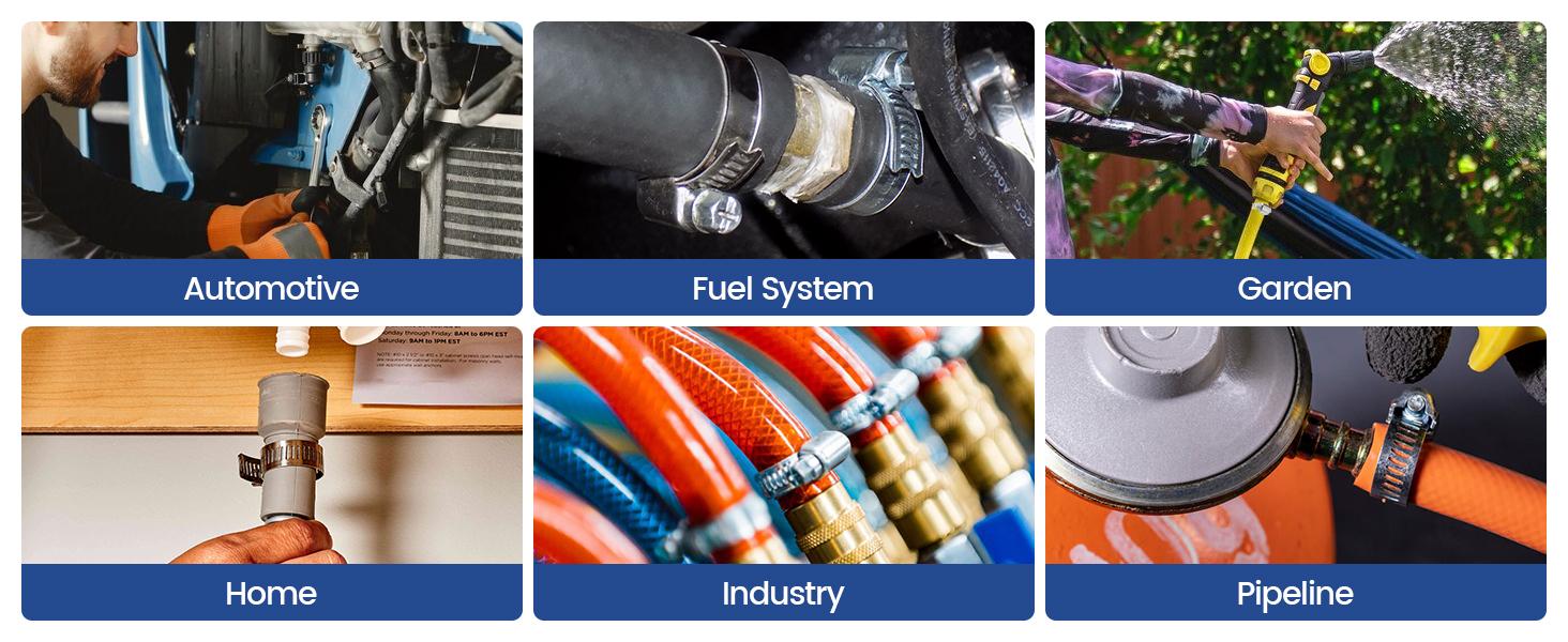 110 PCS Hose Clamps Stainless Steel Assortment Kit 1/4''–1-1/2'' Adjustable For Fuel Line Plumbing Automotive Mechanical Applications FathersDayGift