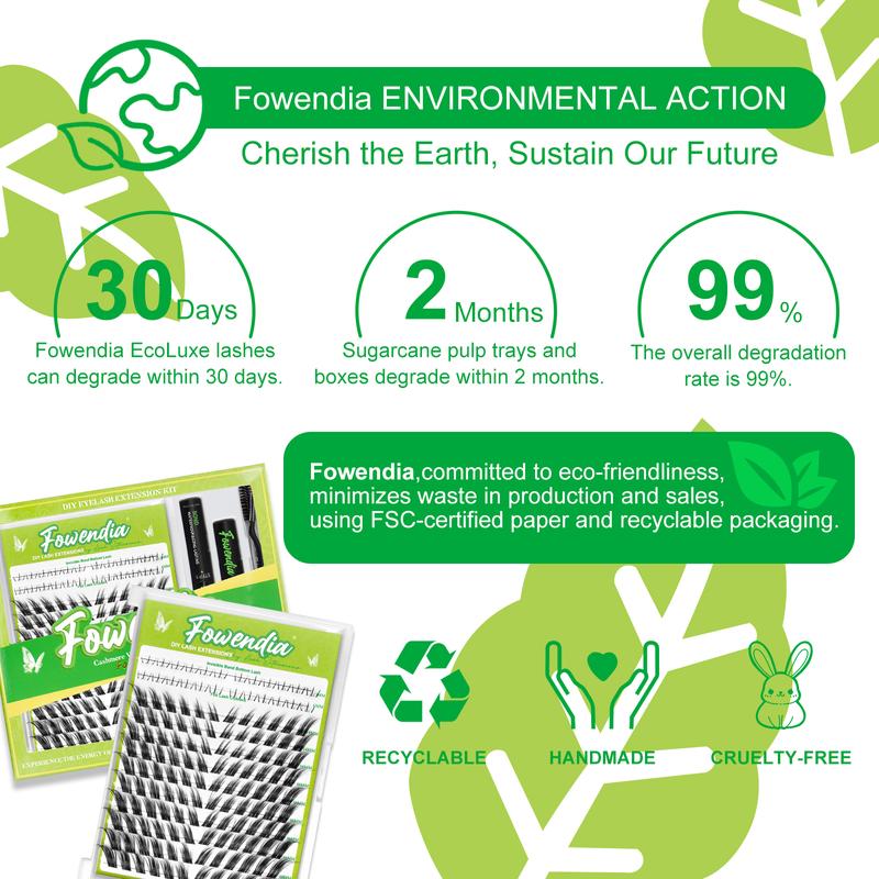 Fowendia Lashes Fox Cat Foxeyelash Eye | Waterproof Lash Clusters Kit C/D Curl DIY Extension Kit and Lash Clusters 8-18mm with Bond, Seal, Remover | Super Fine Invisible Band Lashes, Glue-Free Cat Eyelashes Lower Extensions dealsforyoudays