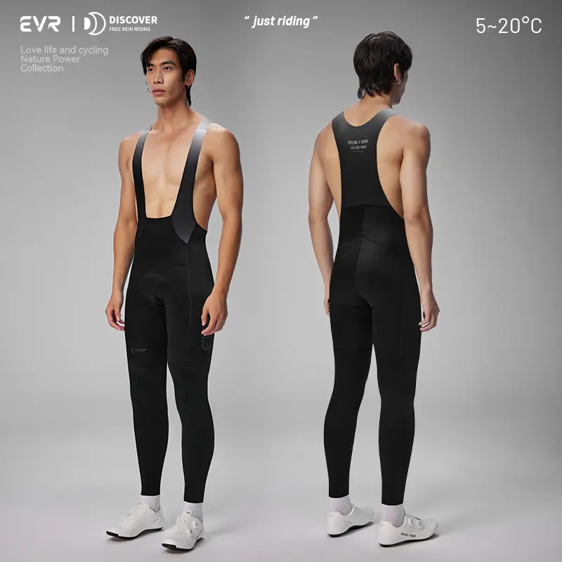 EVR Men's Thermal Cycling Bib Tights, Fleece-Lined High-Elastic Fabric for Autumn & Winter, Lightweight with Balanced Warmth for Road Biking