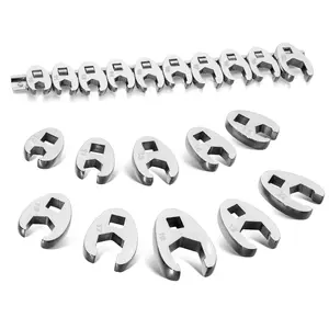 10-in-1 Interchangeable Crowfoot Wrench Set - Movable Opening L-Shaped Horn,Quick-Action Ratchet Spanner for Home Automotive Repair Tools,Tool Kit