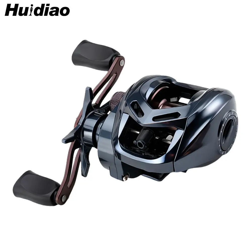 Huidiao HZ 7.1:1 Baitcasting Reel 10kg Max Drag Smooth Casting Fishing Reel with Drag Clicker 15-Level Magnetic Brake Magnesium Handle for Freshwater Saltwater Fishing Equipment