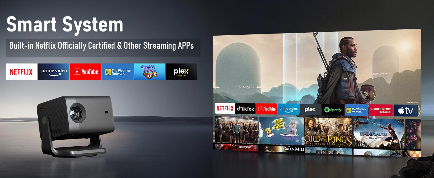 VOPLLS Projector, Netflix Officially Certified Portable Projector with 1200 Lumens, Auto Focus & Keystone, Native 1080P & 4K Support, 3D Dolby Sound, WiFi & Bluetooth, Home Theater & Outdoor Movie Projector for HDMI/USB/Phone/PC (Black) Audio