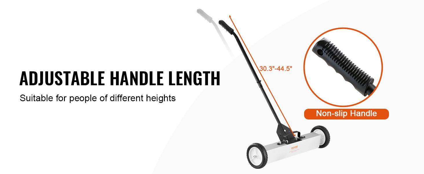 VEVOR 50Lbs Rolling Magnetic Sweeper with Wheels, Push-Type Magnetic Pick Up Sweeper, 24-inch Large Magnet Pickup Lawn Sweeper with Telescoping Handle, Easy Cleanup of Workshop Garage Yard