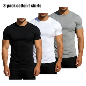3-Pack Pure Cotton Men's Fitness T-Shirts, Casual Cotton Sports Tops Shortsleeve