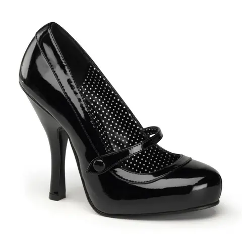 Women's Cutiepie-02 Black Platform Heels - 1" Hidden Platform, Classic Elegant Formal Party Evening Shoes, Retro Vintage Comfortable Women's Footwear