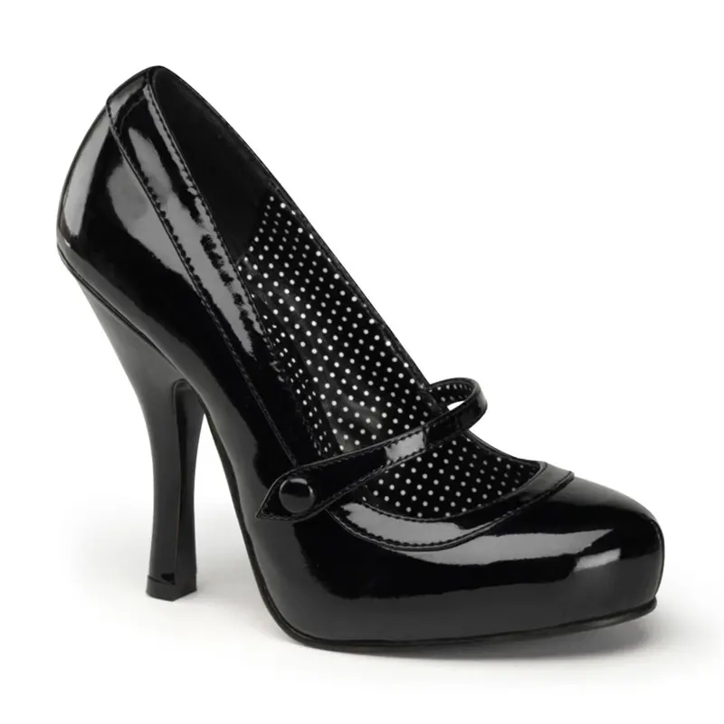 Women's Cutiepie-02 Black Platform Heels - 1" Hidden Platform, Classic Elegant Formal Party Evening Shoes, Retro Vintage Comfortable Women's Footwear