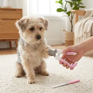 Pet Nail Clipper for Dogs & Cats - Easy Grooming Tool with Comfort Grip Handles, Blue/Pink, Non-Slip Design