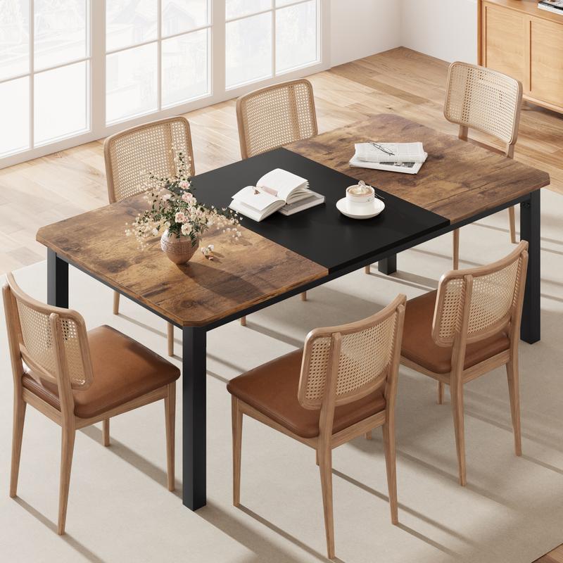Industrial Retro Brown Dining Table, 78.7" Long Rectangular Table for Kitchen & Dining Room, Ideal for 6-8 People, Perfect for Dinner or Meetings