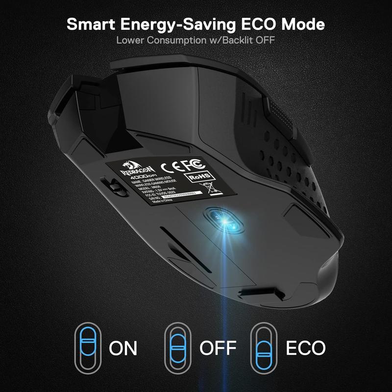 Redragon M656 Gainer Wireless Gaming Mouse, 4000 DPI 2.4Ghz Gamer Mouse w/ 5 DPI Levels, 7 Macro Buttons, Red LED Backlit & Pro Software/Drive Supported, for PC/Mac/Laptop