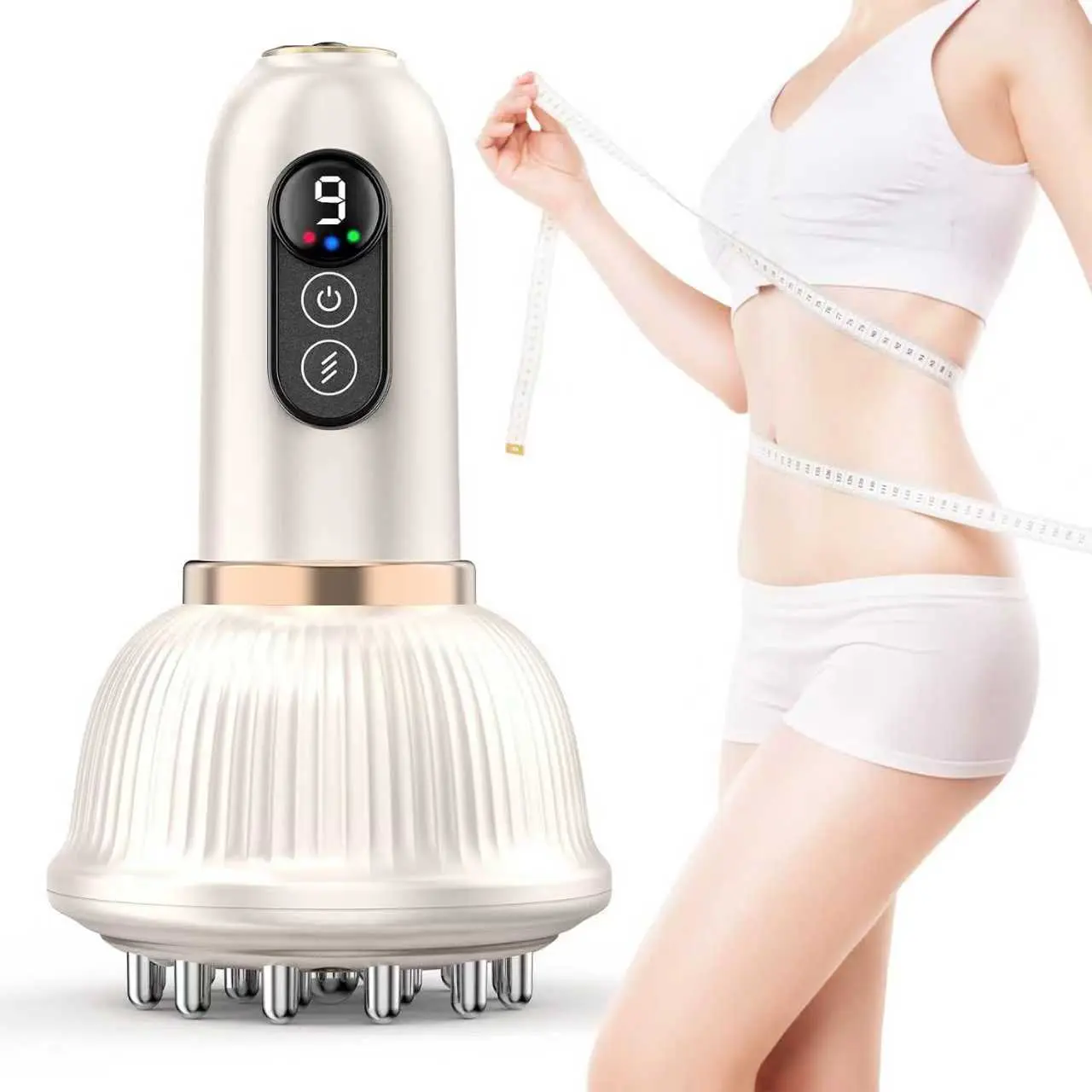 Portable Cordless Handheld Electric Massager - 9-Level Adjustment, Soft TPE, Relaxation Aid, Compact Rechargeable, Battery-Powered Wireless, USB Charging, Full Body Use (Back, Shoulders, Abdomen, Legs), Daily Use, Mother's Day Gift, Compact Rechargeable M