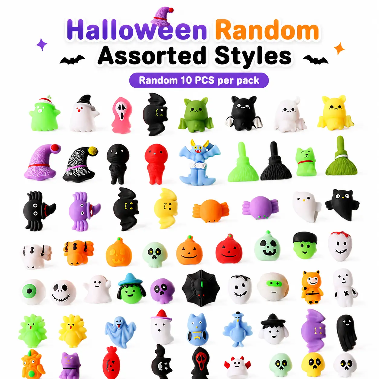 10pcs Mini Halloween Ornament Set, Random Color Holiday Party Supplies Packed in OPP Bag, Festive Decorations for Halloween & Christmas Themed Parties