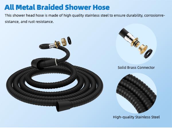 Hibbent Upgraded All Metal 10"Rainfall Showerhead Combo, High Pressure Shower Head with 10-Spray Mode Handheld, Innovative 4-way Diverter with Pause Mode, 71'' Shower Hose and Handheld Holder, Black