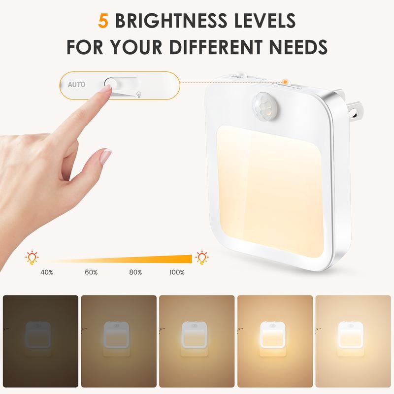 Motion Sensor Night Light Dimmable Plug-in Wall Light 1-Pack Warm White Cozy Ambiance Ideal for Bedrooms Bathrooms Motion Sensor Night Light Dimmable Plug-in Wall Light 1-Pack Warm White Cozy Ambiance Ideal for Bedrooms Bathrooms