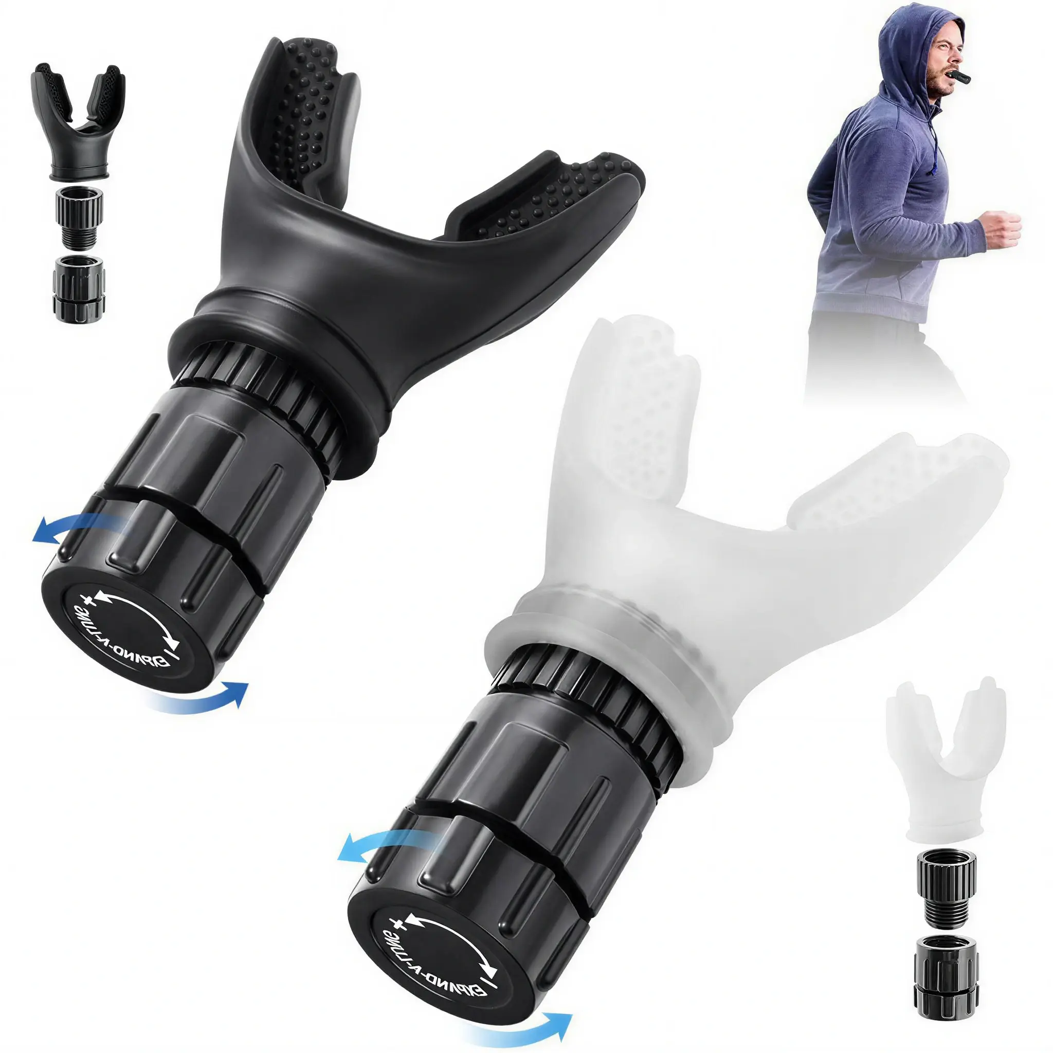 Unisex 2-Pack Adjustable Resistance Breath Training Lung Trainer Device, Portable and Light Respiratory Muscle Exerciser for Exercise Lovers to Dilate Diaphragm, Improve Lung Capacity, Increase Muscle Endurance, Easy to Clean Home Supply & Party Gift