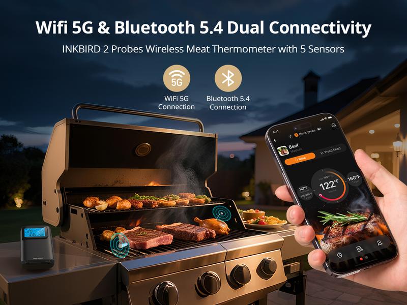 INKBIRD Smart Bluetooth Wireless Meat Thermometer with App for Real-Time Monitoring & Control Ideal for Barbecues Ovens Grills and Smokers-TikTokShopHolidayHaul