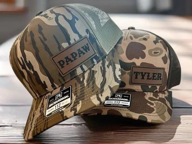 Richardson 112 Snapback hat, Adult, Duck Camo, Bottomland - SIDE PATCH