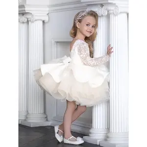 Girls' Princess Skirt with Back Bow - Long Sleeve Sequin & Fluffy Multi-Layer Tulle Skirt, & Mesh Design, A-Line Fit for Weddings, Parties, Formal Events, Princess Dress, Wedding Attire, Elegant Princess Style, Delicate Craftsmanship
