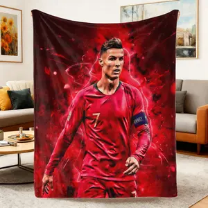 Soft Comfortable Funny Football Star CR7 Throw Blanket,CR7 Ronaldo Gifts Flannel Blankets For Living Room Bedroom Bed Sofa Picnic Various Occasions,High-Quality Fabric Lightweight Comfortable