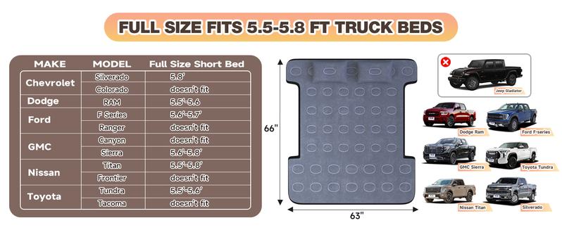 Umbrauto Built-in Pump Air Mattress for 5.5-5.8ft Short Tuck Bed, Full-Size Pickup Inflatable Airbed Custom Fit for Ford F150, Chevy Silverado, GMC Sierra, Dodge Ram, Toyota Tundra, Nissan Titan