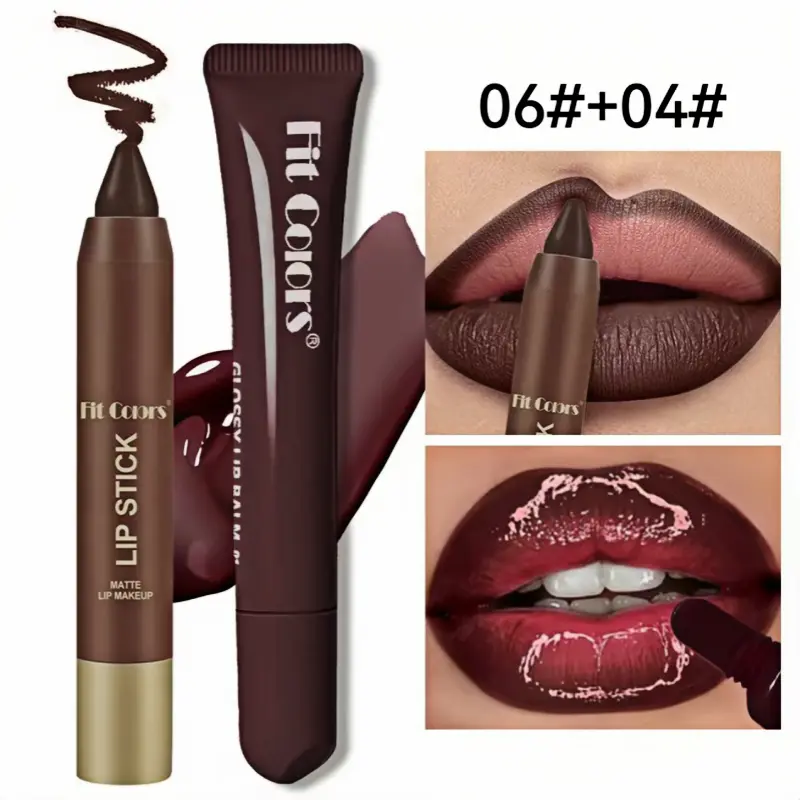 Fit Colors 2-in-1 Lip Set |  Lip Liner and Lip Oil Set, Smooth Texture, Rich Color, Layerable, Hydrating, Versatile for Any Occasion Makeup