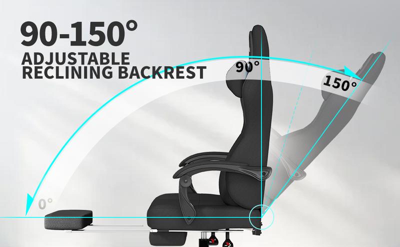 Gaming Chair, Big and Tall Gaming Chairs for Adults with Footrest and Lumbar Support, Comfortable Ergonomic Fabric Computer Chair 400 lbs, 360° Swivel, Height Adjustable Video Gamer Chair