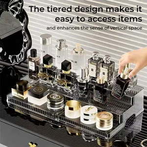 UFORU 3Tier Clear Display Stand for Perfume, Cologne, Fragrance, Skincare, Makeup, Cosmetics, Figures, Cupcake, Dessert Shelf Organiser Unrestricted free expansion and contraction dimensions