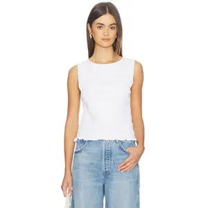 Madewell Smocked Boatneck Tank Top in White