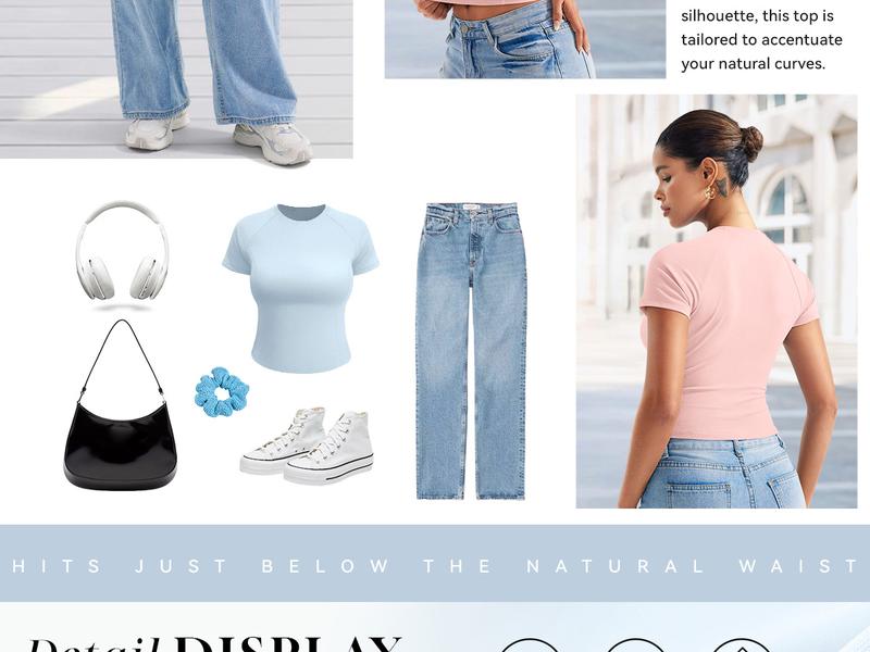 YEOREO Women's Baby T-Shirt- Slim Fit Crew Neck Short Sleeve Quick-Dry Breathable Casual & Workout Top for Summer Fitted Style Essential Womenswear Cotton Fabric Tshirt