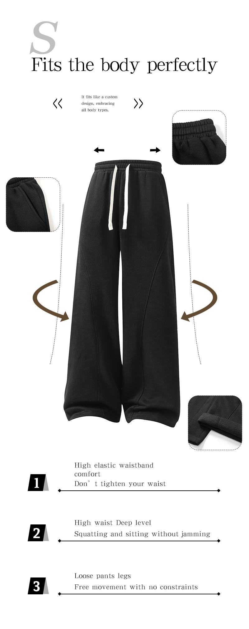 Men's Fleece Thermal Lined Sweatpants  Oversize Drawstring Waist Casual Loose Pants for Fall Winter School Season Daily Wear Stylish Menswear