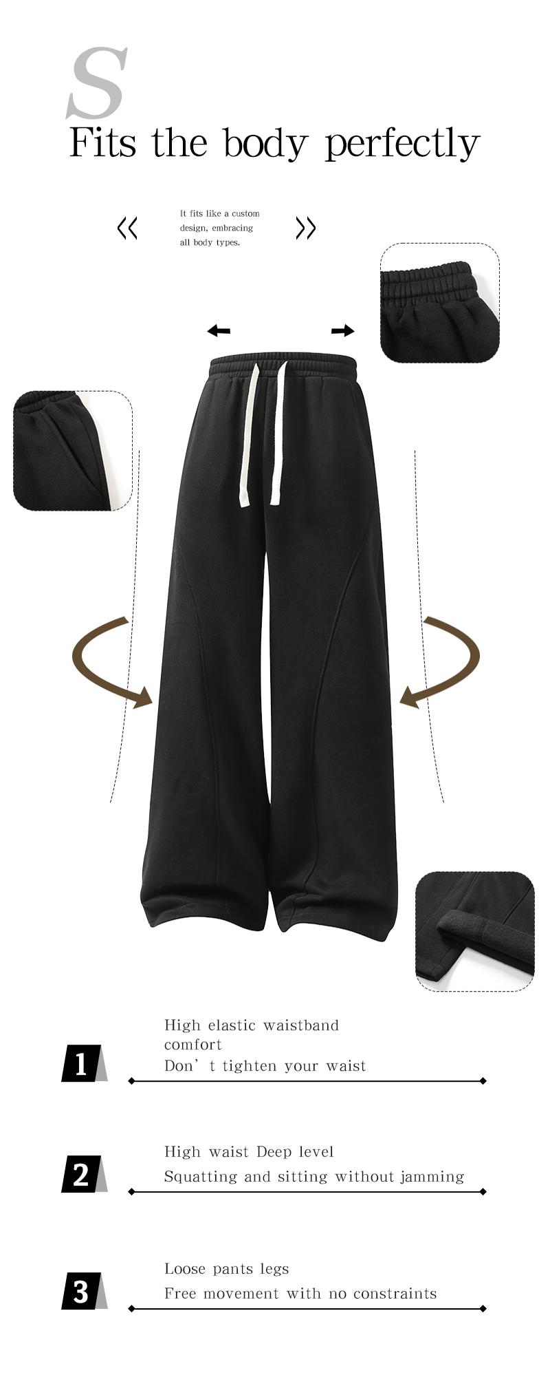 Men's Fleece Thermal Lined Sweatpants  Oversize Drawstring Waist Casual Loose Pants for Fall Winter School Season Daily Wear Stylish Menswear