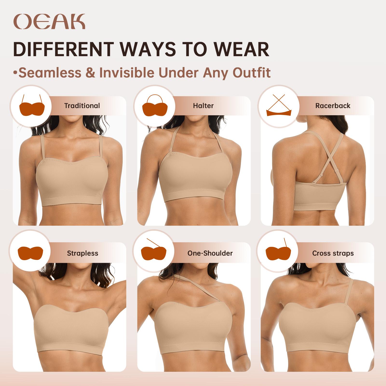 OEAK Women Non-Slip Bandeau Bras With Comfortable Strapless Bra Seamless Wireless Tube Top Soft Wireless Bra OEAK Women Non-Slip Bandeau Bras With Comfortable Strapless Bra Seamless Wireless Tube Top Soft Wireless Bra