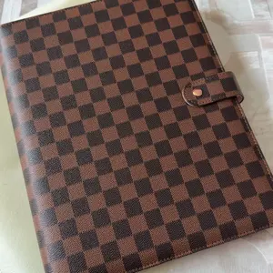 DAILY RITMO PU Leather 3-Ring Checkered Important Document Binder - 1 in, Letter Size (8.5x11 in) with 26lb Loose Leaf Note Paper, Back to School Shopping Teacher Stationery Supplies, Desk Accessories, Office Accessories