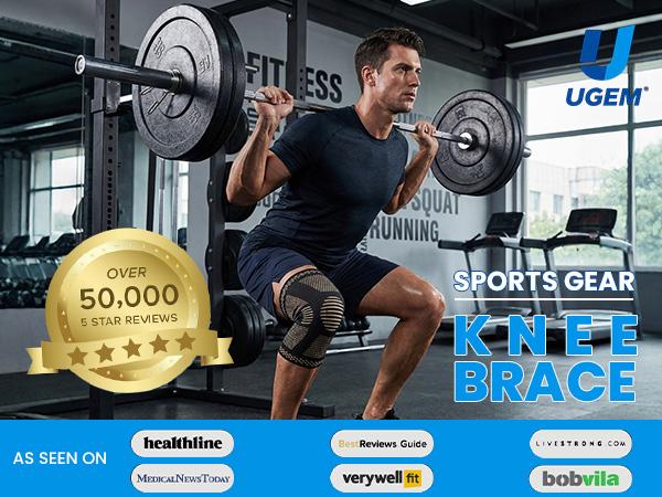 UGEM 2 Pack Knee Braces for Knee Pain Compression Sleeves with Patella Gel Pad & Side Stabilizers for Meniscus Tear ACL & Arthritis Relief