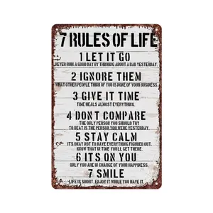 Vintage Metal Aluminum Tin Sign Inspirational Quote- 7 Rules Of Life Motivational Quote classroom Gifts- Best Birthday/thanksgiving Supplies Sign Country Posters Wall Art Decoration Signs 8x12 Inch