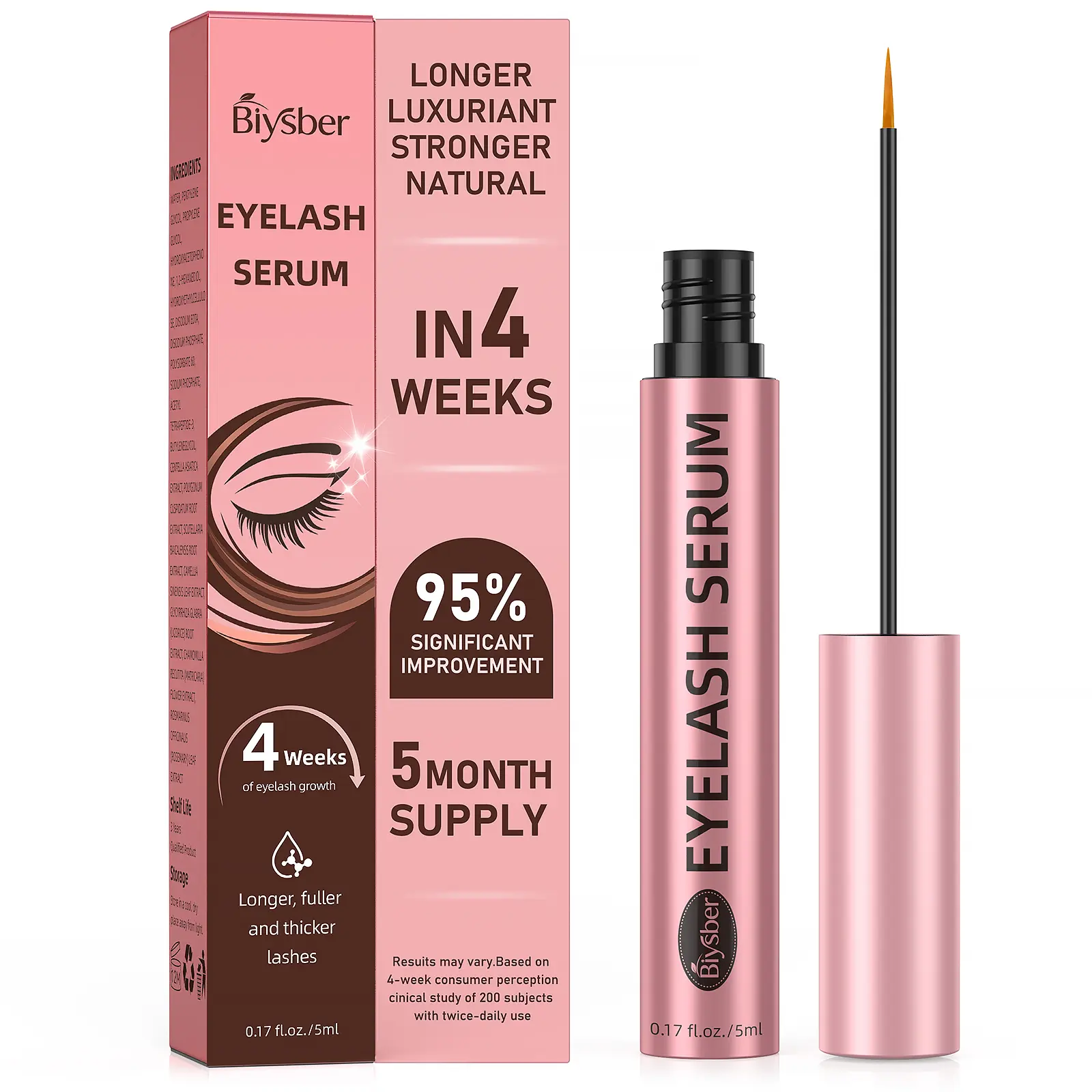 Biysber Eyelash Growth Serum- Plant Extracts for Longer, Thicker, Fuller Lashes Gentle & Non-Irritating Eyelash Enhancer, 5ML,Skin Care, Lash Serum, Liquid, Gentle Lash Revive