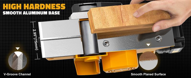 Cordless 3-1/4" Electric Wood Planer with 1x2.0Ah Battery, 15000RPM Power Planer for Woodworking Carpentry DIY Blades and Edge Guide