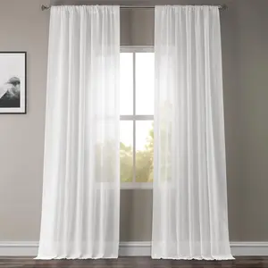 Half Price Drapes Textured Faux Linen Sheer Curtain